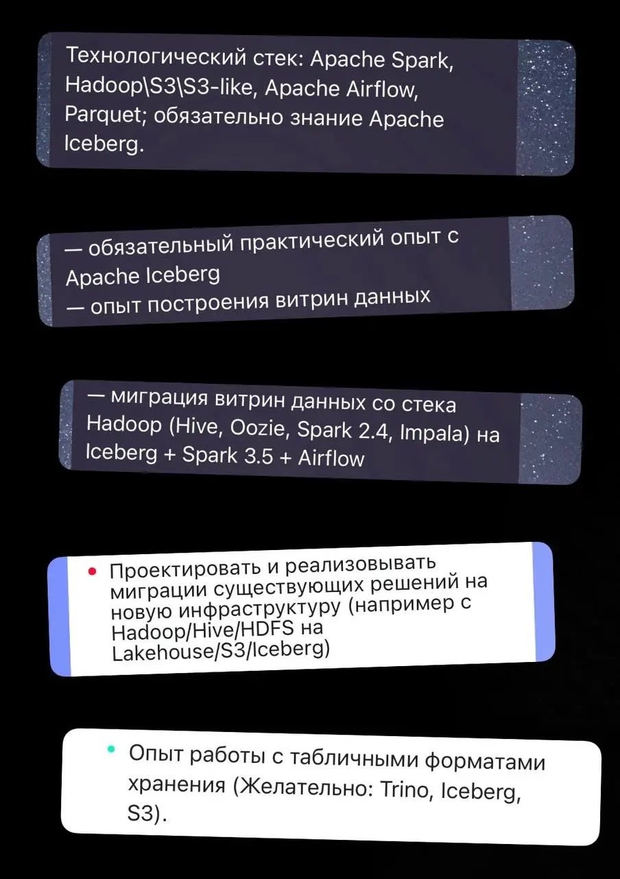 Iceberg — это must have?
Вы еще не замечали, что становится больше вакансий, где айсберг уже требуют?
С одной стороны, если посмотреть на hh, то вакансий с айсбергом всего около 5% | Сетка — социальная сеть от hh.ru