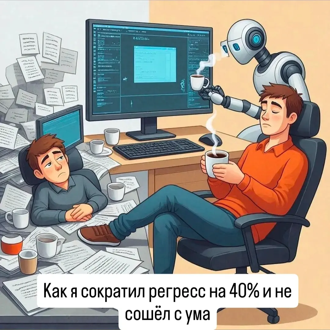 В одном проекте ручной регресс занимал почти неделю. Команда выдыхалась, релизы выкатывались реже, чем хотелось бизнесу
Я пошёл путём, который казался очевидным, - автоматизация | Сетка — социальная сеть от hh.ru