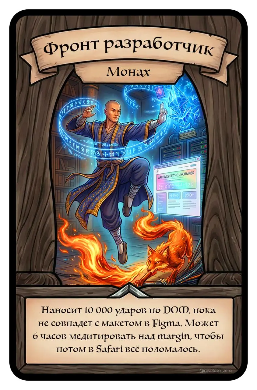 Сегодня мчу в офис аж волосы назад.
Но я успел подготовить для вас очередную фантазию: «Персонажи айтишников в D&D».
Вы держитесь здесь, вам всего доброго, хорошего настроения и здоровья… | Сетка — социальная сеть от hh.ru