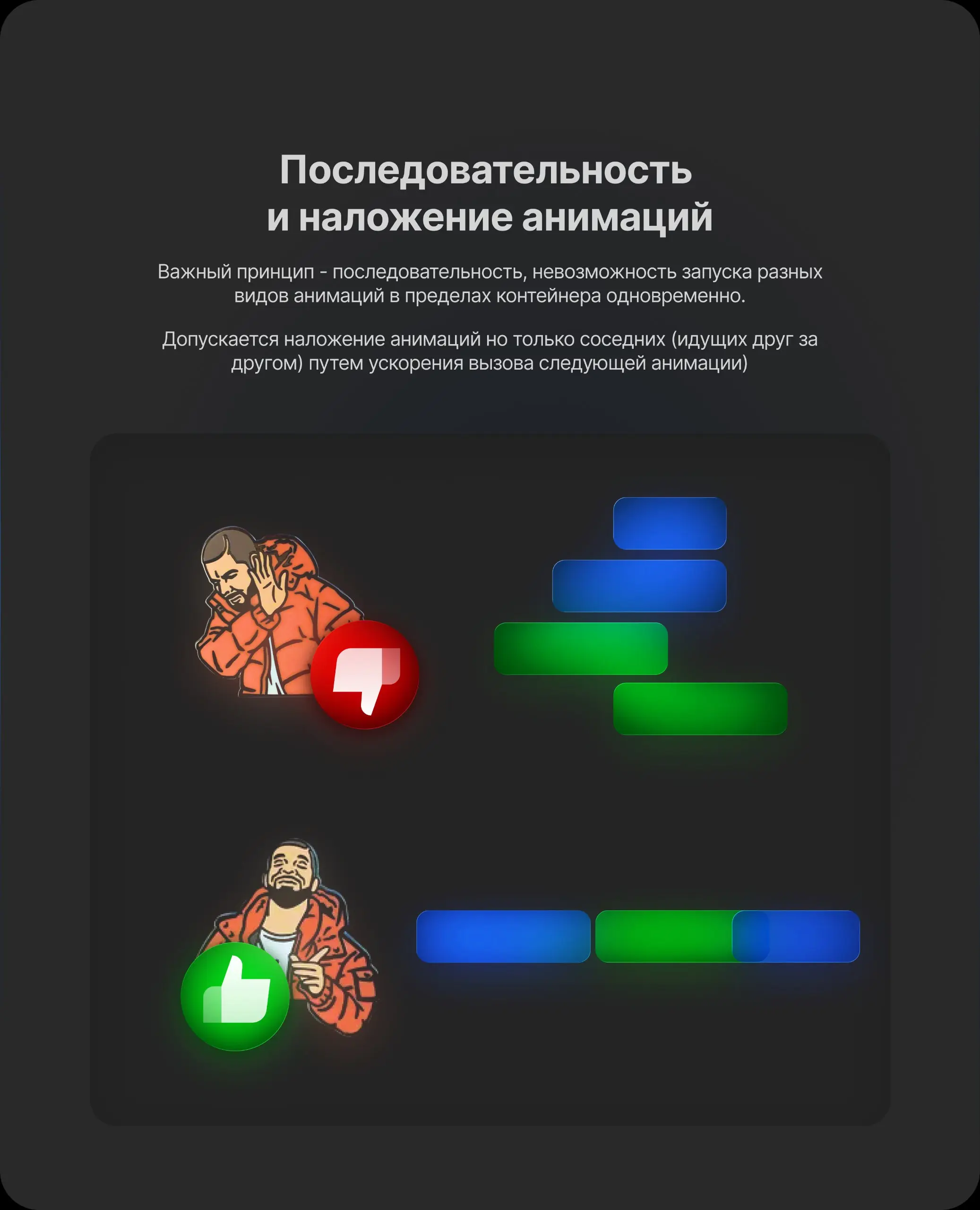 Недавно пришлось все же докручивать анимации списков, которые я постил ранее.
В итоге не удалось совсем уйти от наложений | Сетка — социальная сеть от hh.ru