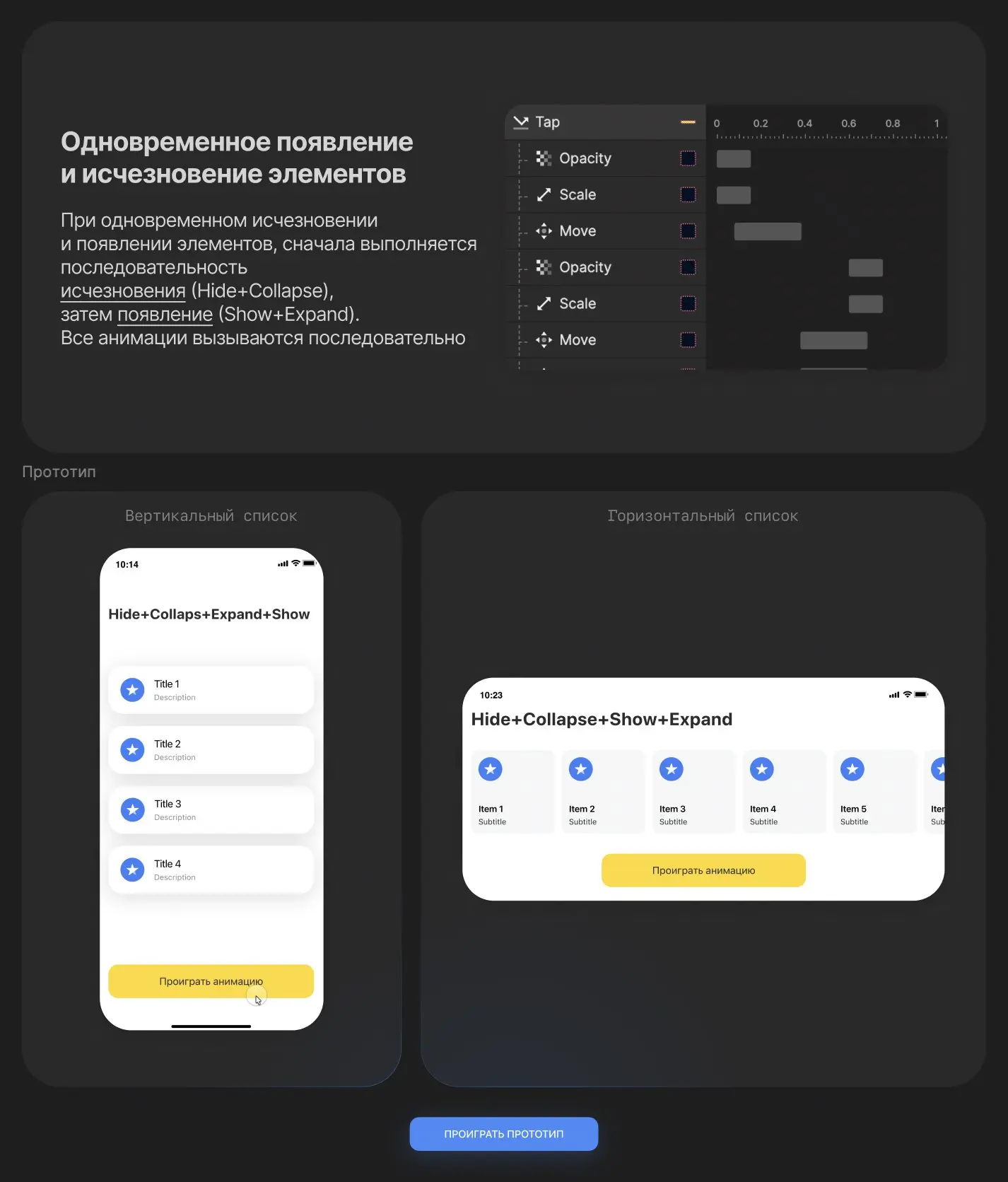 Недавно пришлось все же докручивать анимации списков, которые я постил ранее.
В итоге не удалось совсем уйти от наложений | Сетка — социальная сеть от hh.ru