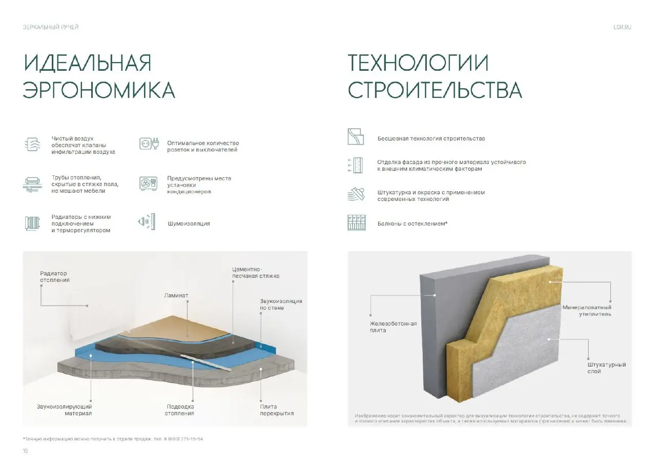 ЛСР очень гордится… стяжкой пола.
Серьезно.
В презентации ЖК «Зеркальный ручей» отдельный блок посвящён технологии «плавающий пол» | Сетка — социальная сеть от hh.ru