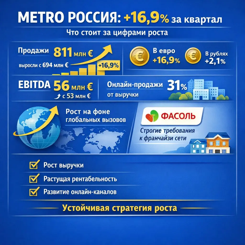 METRO Россия: +16,9 % за квартал | Сетка — социальная сеть от hh.ru