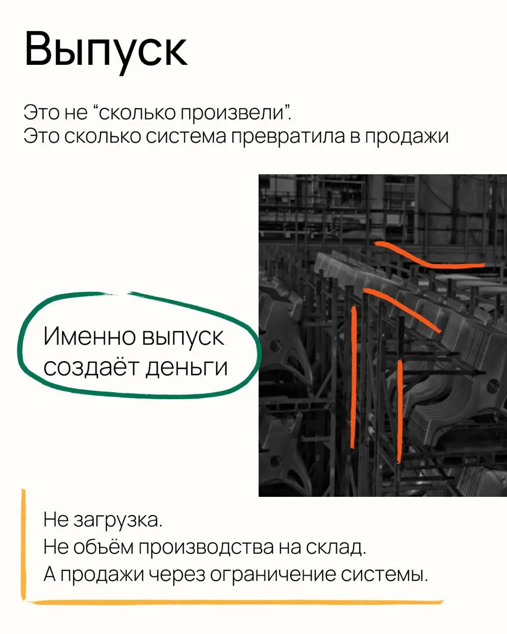 Вдохновившись идеями Элияху Голдратта, собрал карусель про три ключевых показателя, которые во многом определяют результат завода | Сетка — социальная сеть от hh.ru