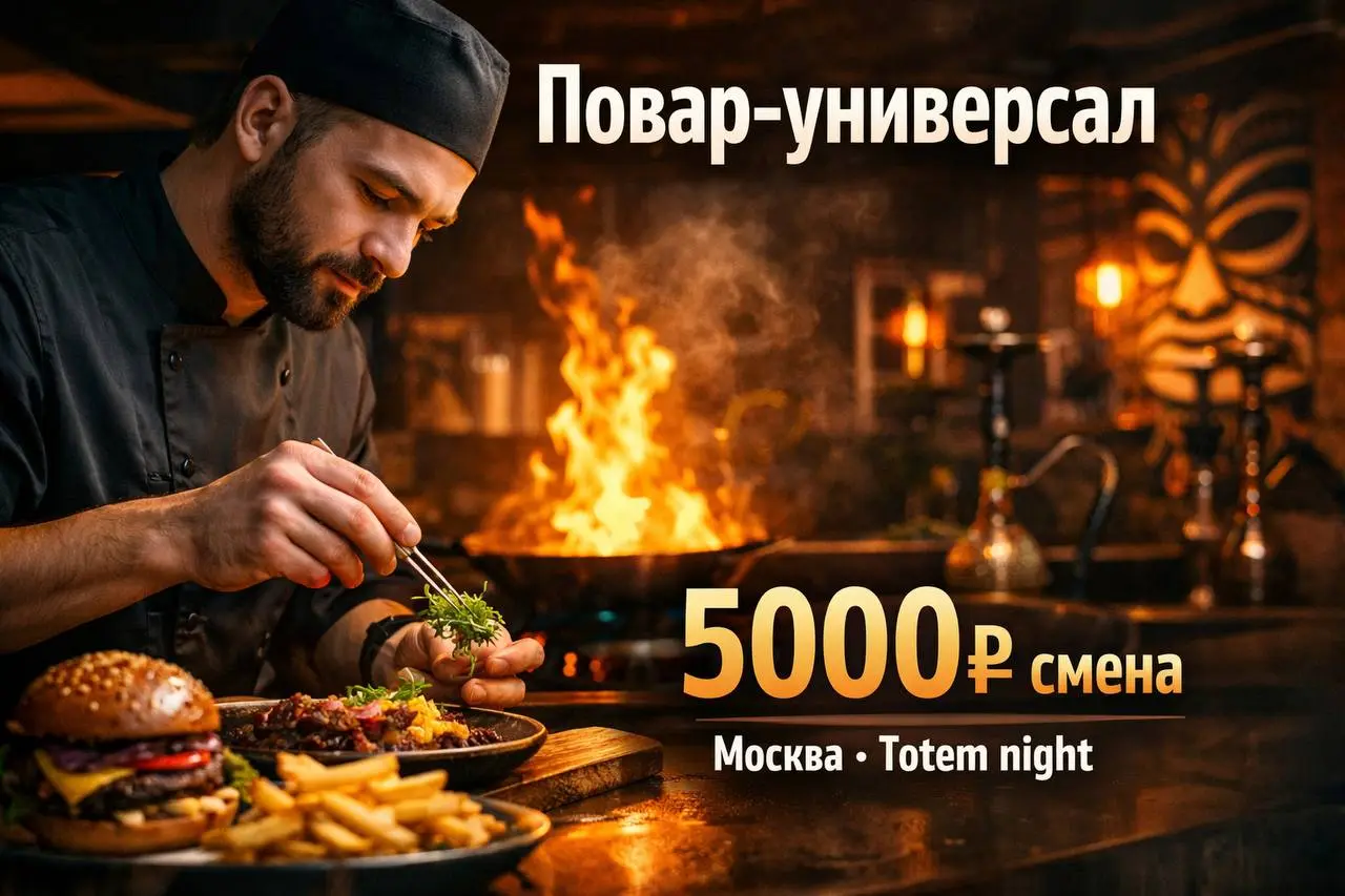 ПОВАР-УНИВЕРСАЛ
От 5 000₽/смена
кальянная Totem night
• Москва, м. Крымская
• Рестораны/Кафе
• +79677326472
В этом посте были ссылки, но мы их удалили по правилам Сетки | Сетка — социальная сеть от hh.ru