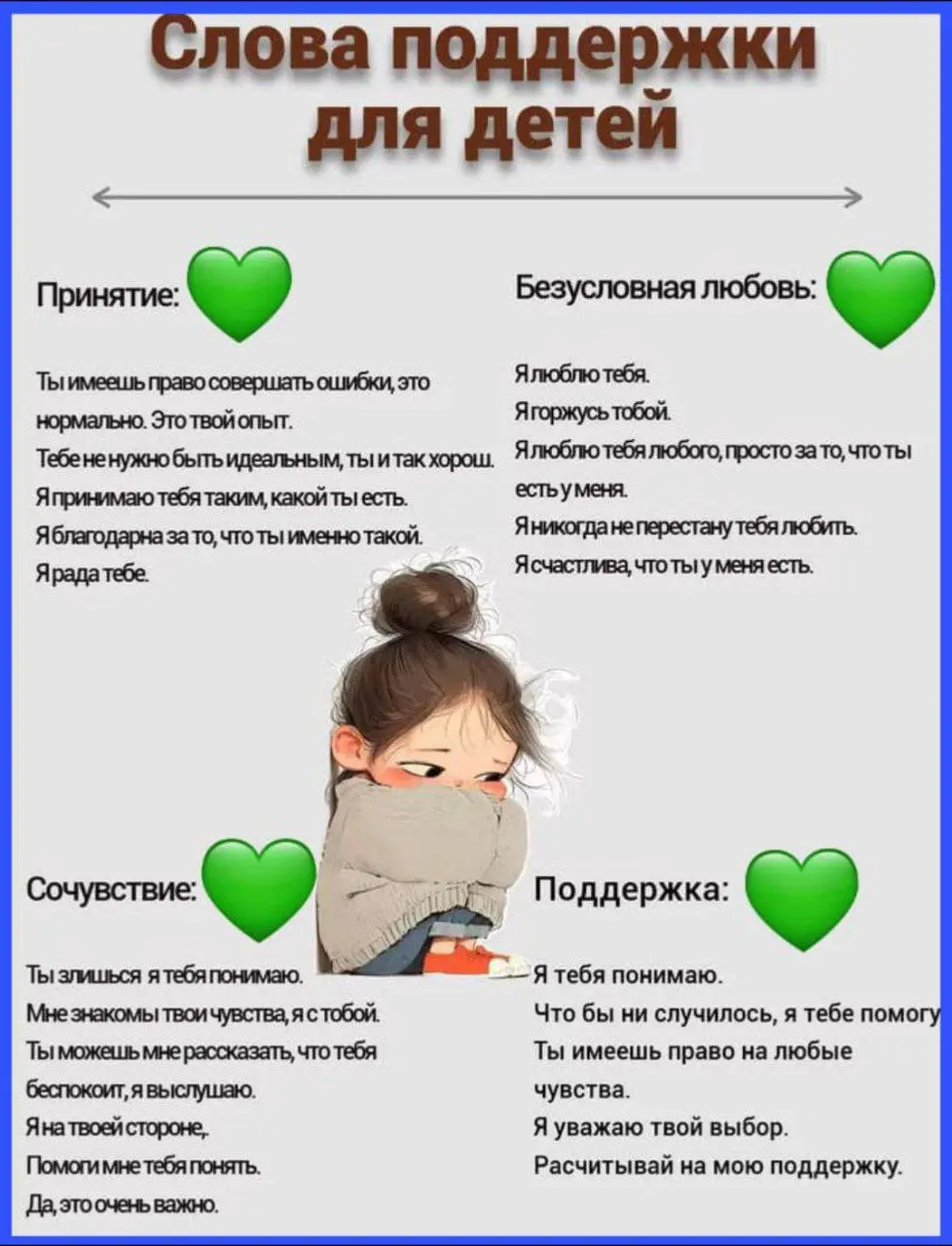 💚Важные и очень нужные слова для поддержки, как своих детей, так и своего внутреннего ребенка!
Говорите им эти слова почаще💜 | Сетка — социальная сеть от hh.ru