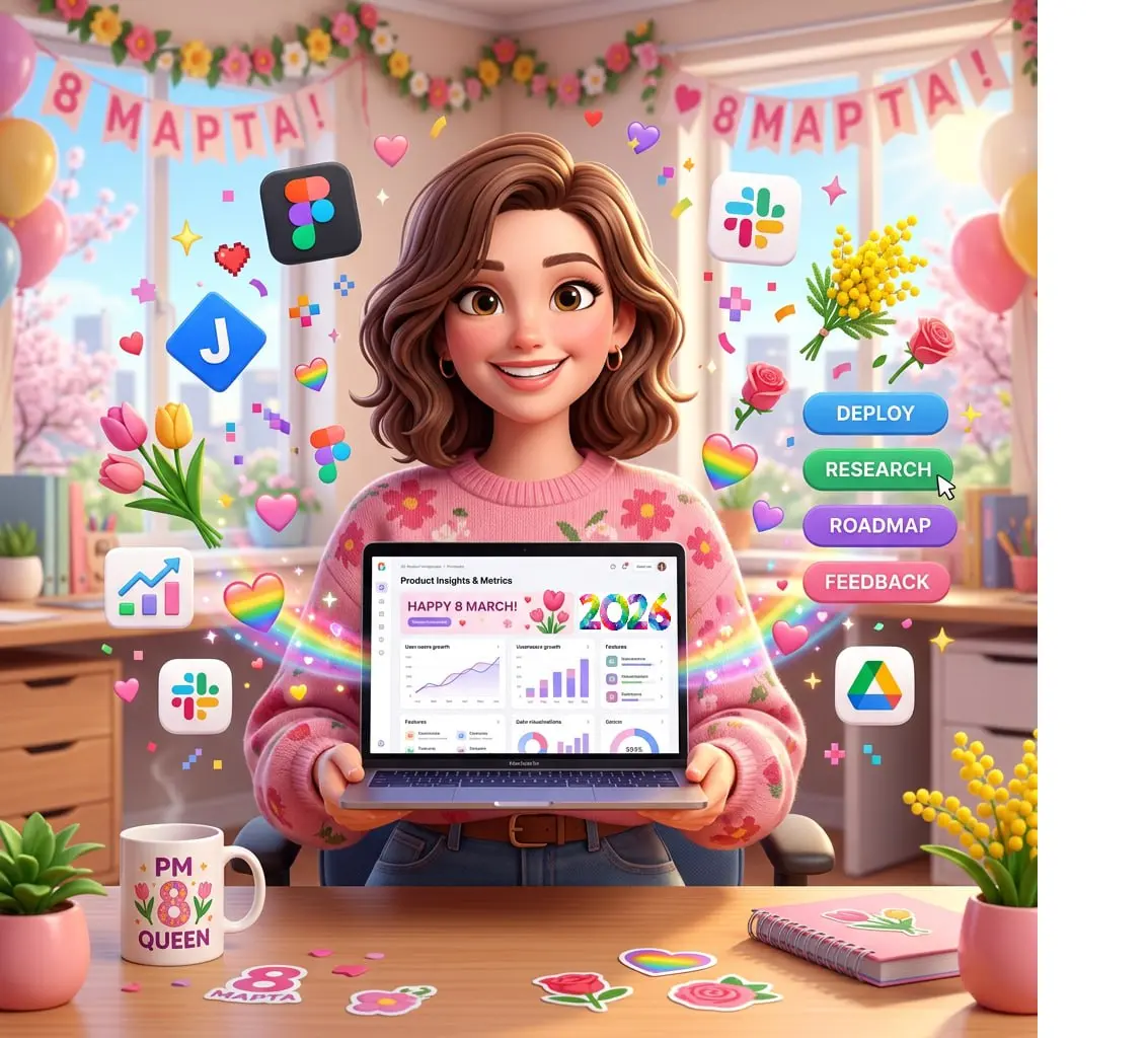 🚀 Девчонки-продуктологи, с 8 марта!
Сегодня ваш день — праздник тех, кто видит красоту в пикселях и баланс в безумных роадмапах | Сетка — социальная сеть от hh.ru