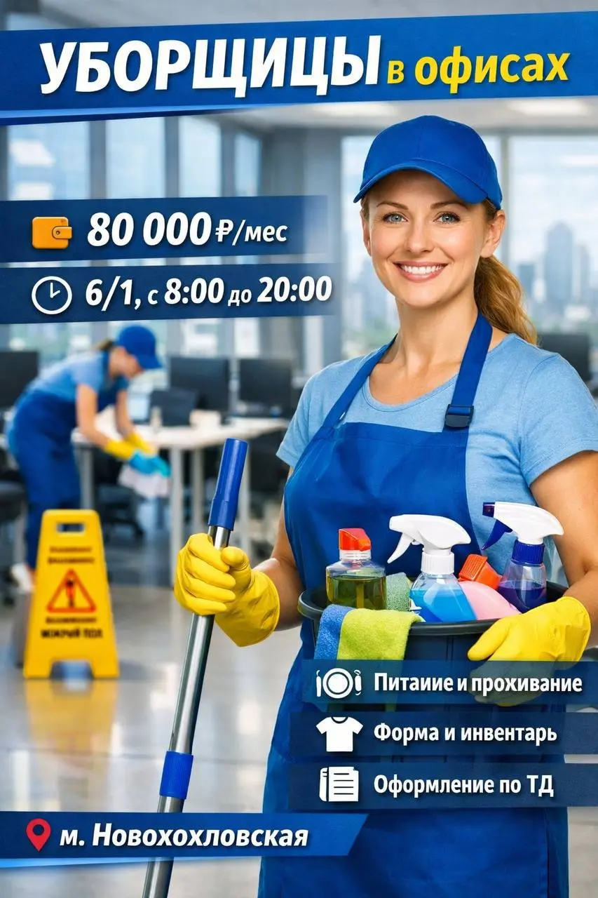 УБОРЩИЦА В ОФИСНЫЕ ЗДАНИЯ
От 3 200₽/смена
прямой работодатель
• Москва, м | Сетка — социальная сеть от hh.ru