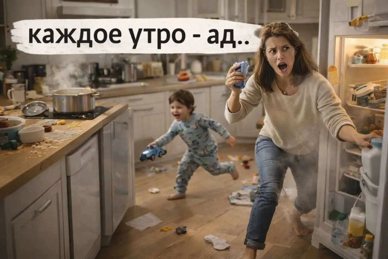 «Я спокойная мама».
…и через три секунды: «Где носки и почему мы опять опаздываем?!»
Утро обычно начинается "бодро" | Сетка — социальная сеть от hh.ru
