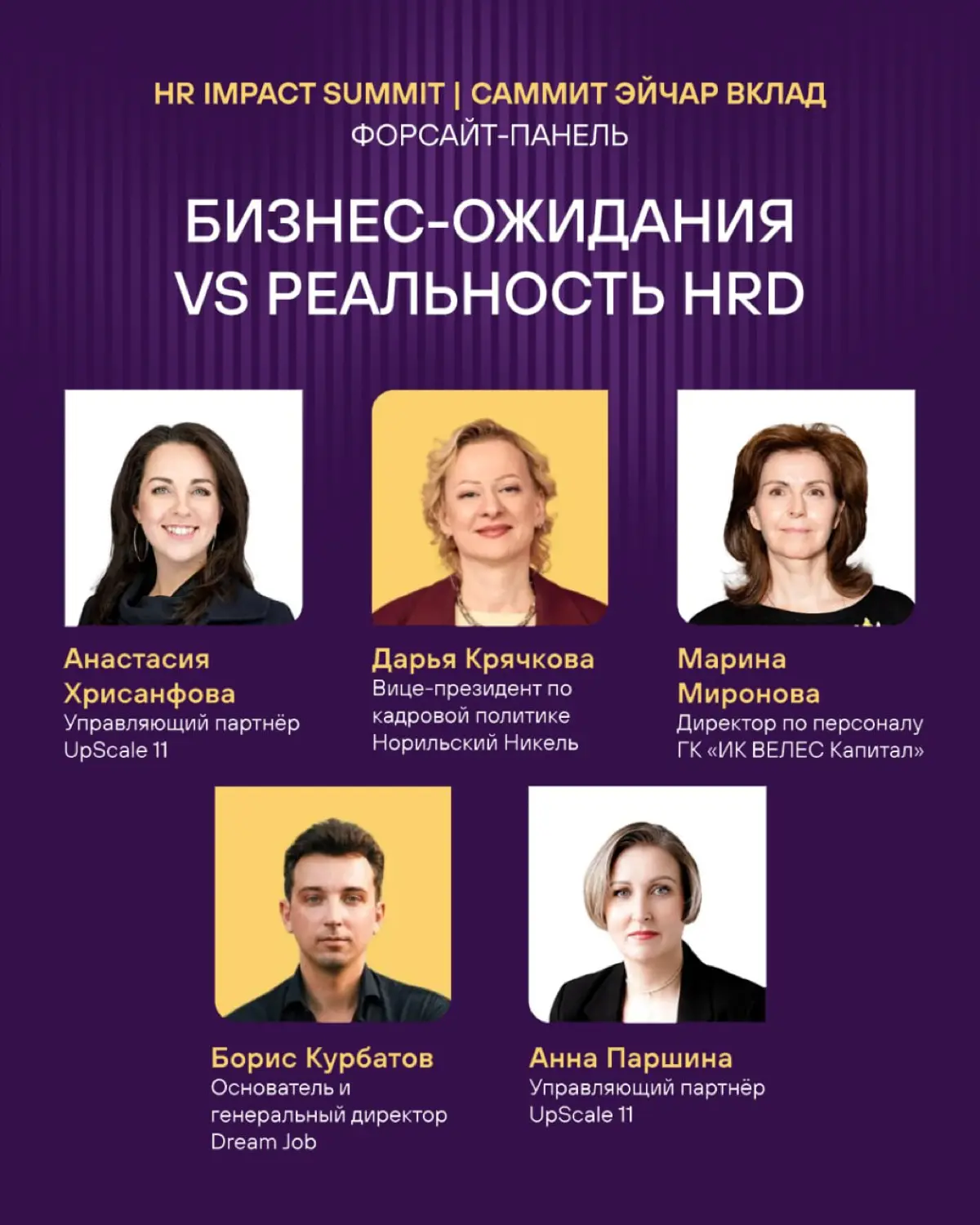 С гордостью представлем хедлайнеров нашего HR IMPACT SUMMIT (САММИТ ЭЙЧАР ВКЛАД) | Сетка — социальная сеть от hh.ru