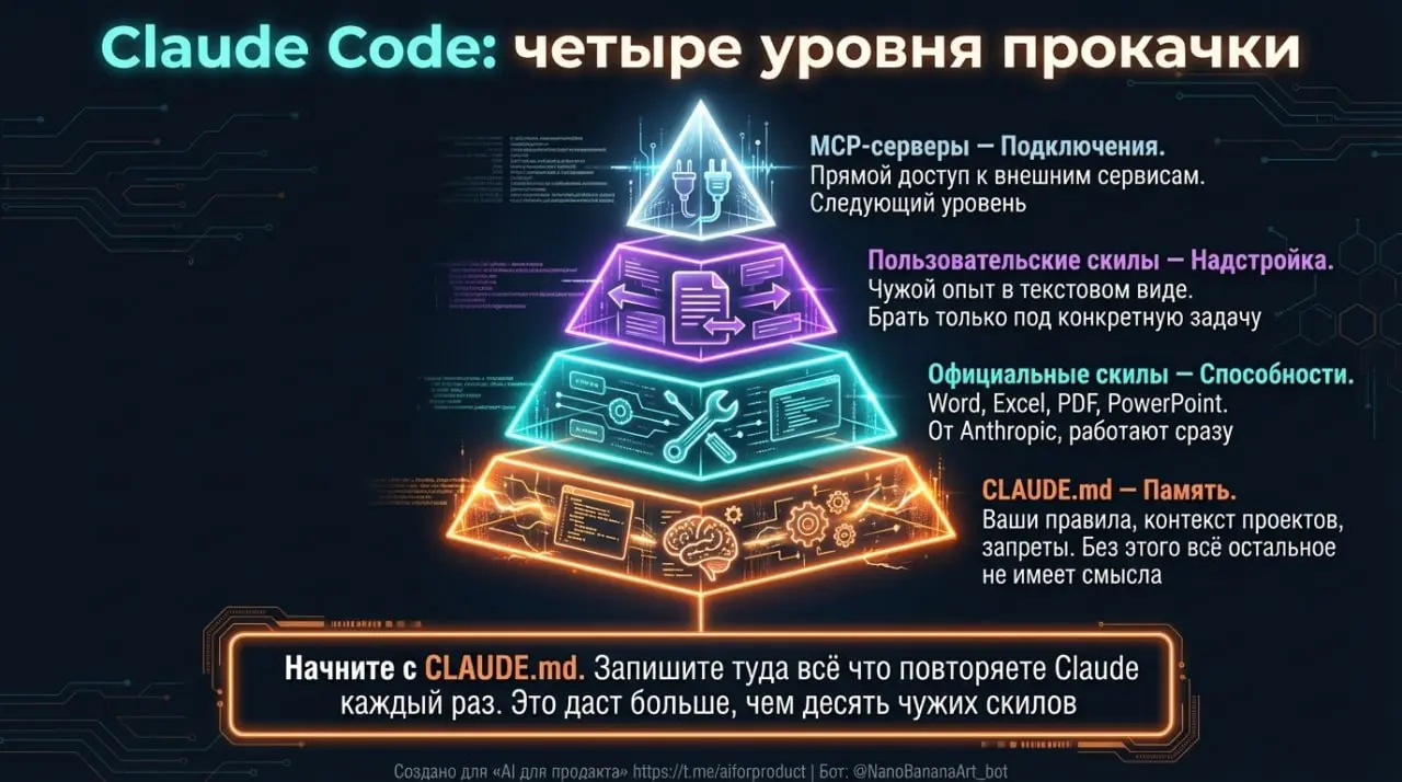 🔘 Что такое скилы Claude Code - разбираем все четыре уровня
Все говорят про скилы Claude Code | Сетка — социальная сеть от hh.ru