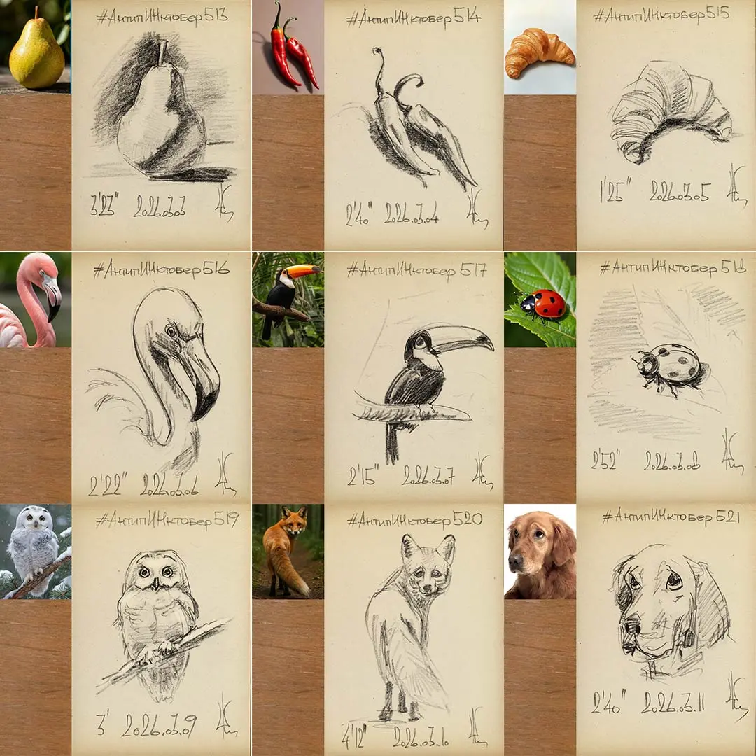 Очередная партия ежедневных набросков из марафона набросков #АнтипИНктобер
.
#oldernewpencil #ondailyart | Сетка — социальная сеть от hh.ru