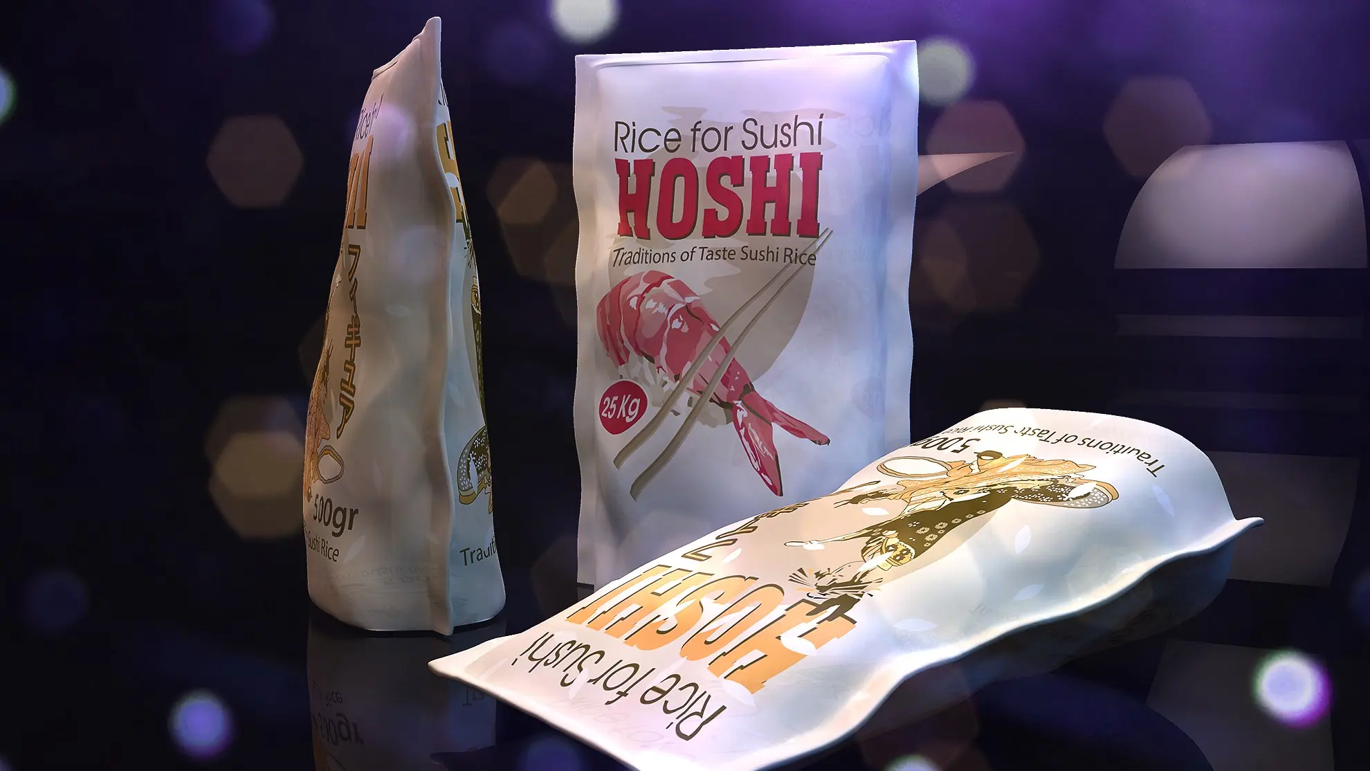 Векторная графика. Дизайн упаковки для риса "Hoshi" | Сетка — социальная сеть от hh.ru