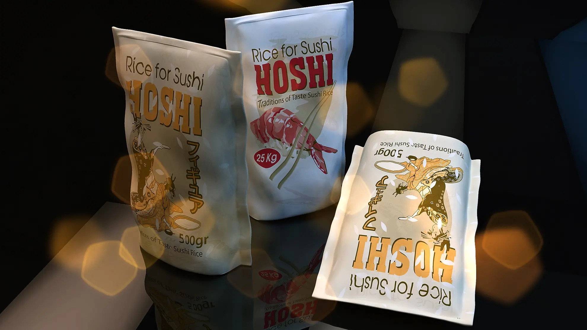 Векторная графика. Дизайн упаковки для риса "Hoshi" | Сетка — социальная сеть от hh.ru