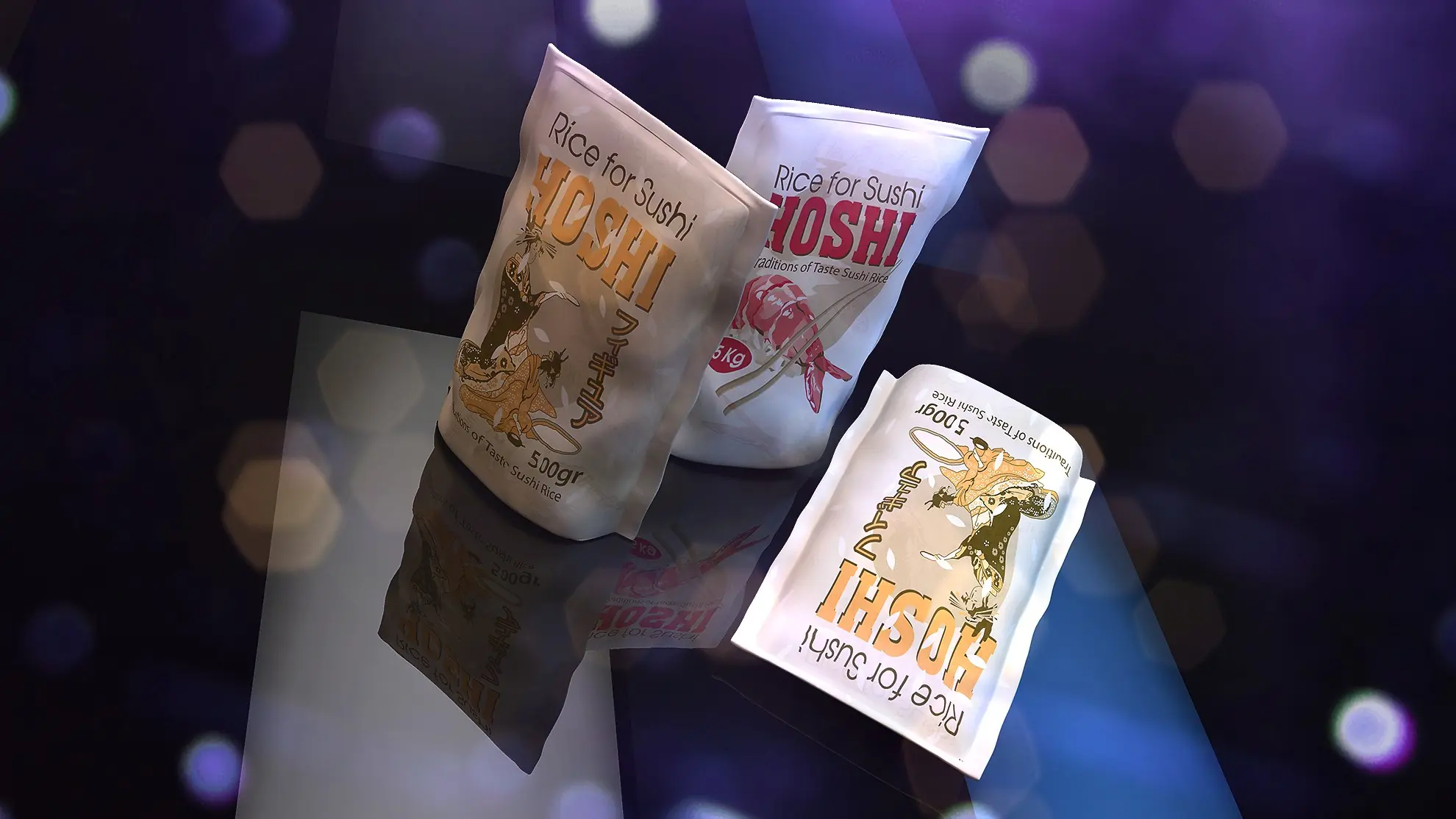 Векторная графика. Дизайн упаковки для риса "Hoshi" | Сетка — социальная сеть от hh.ru