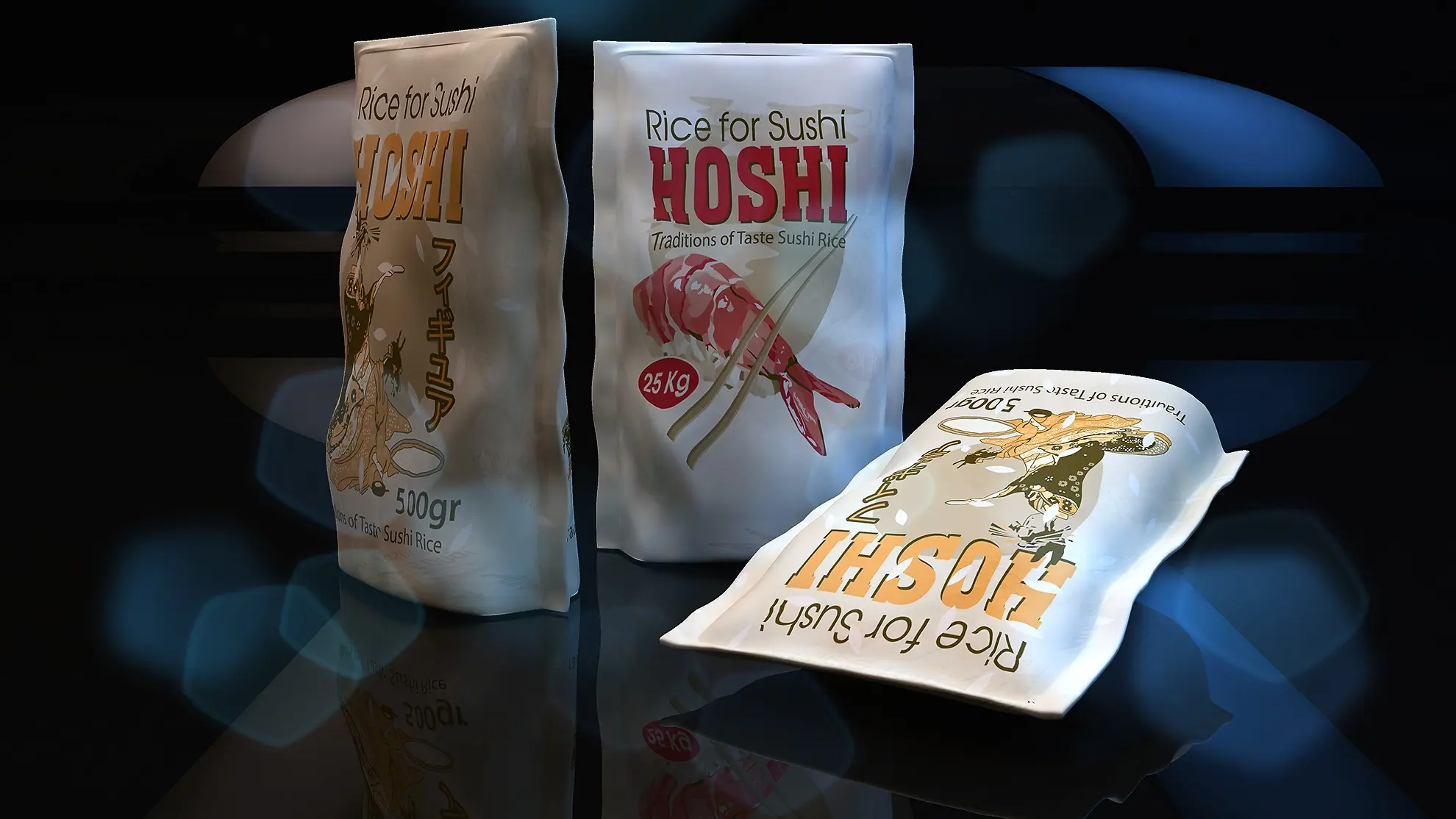 Векторная графика. Дизайн упаковки для риса "Hoshi" | Сетка — социальная сеть от hh.ru