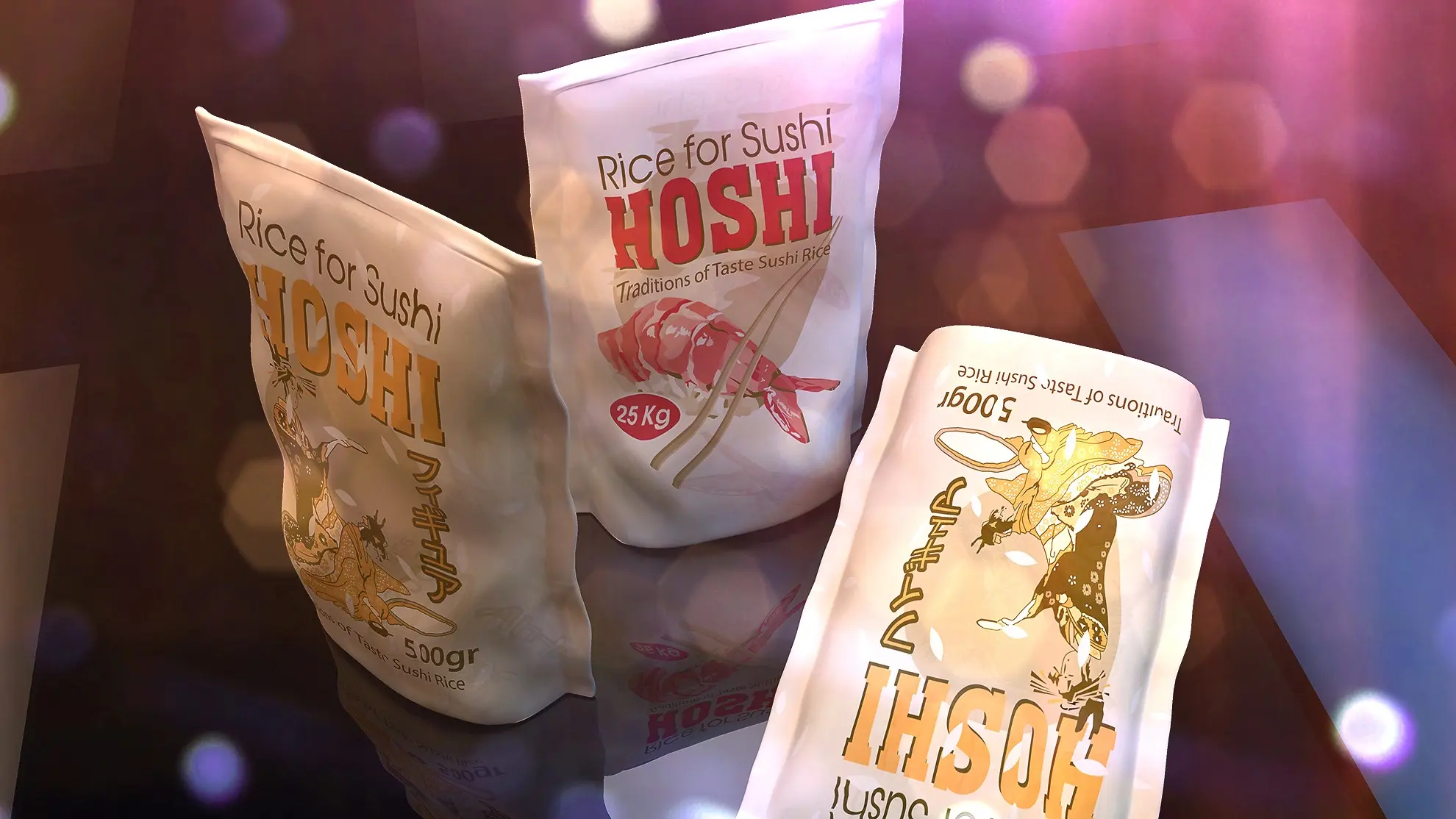 Векторная графика. Дизайн упаковки для риса "Hoshi" | Сетка — социальная сеть от hh.ru