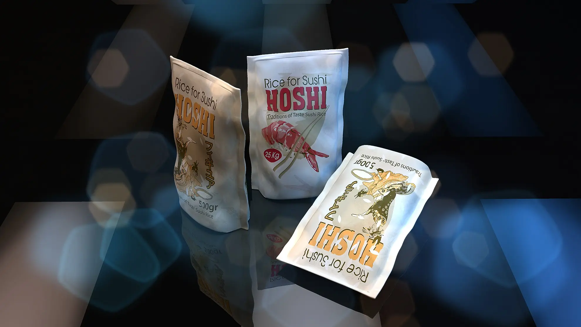 Векторная графика. Дизайн упаковки для риса "Hoshi" | Сетка — социальная сеть от hh.ru