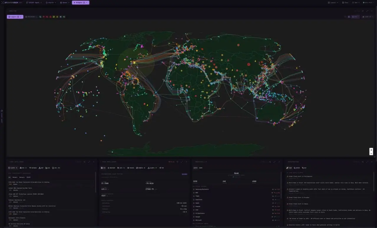 🥸 ВСЕВИДЯЩЕЕ ОКО В ТВОЕМ БРАУЗЕРЕ
Нашли огромную OSINT-панель Sitdeck — сервис, который мониторит ВЕСЬ мир, пока ты сидишь дома🌍
Что внутри?
• 📡 180+ источников: конфликты, кибератаки, перелеты, земле... | Сетка — социальная сеть от hh.ru