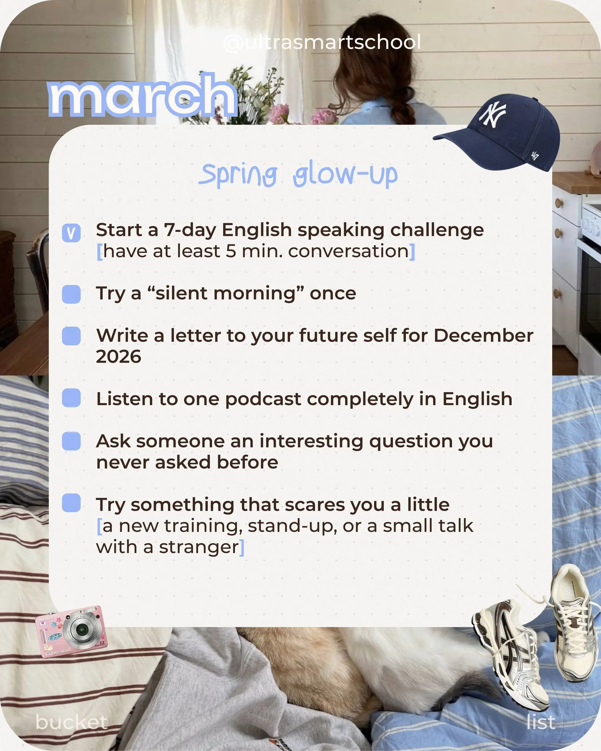 🌸 Spring Reset Bucket List
Весна — это всегда про мини изменения, не обязательно менять всю жизнь, иногда достаточно добавить несколько новых вещей в свою рутину — сделать что-то чуть-чуть вне привычн... | Сетка — социальная сеть от hh.ru