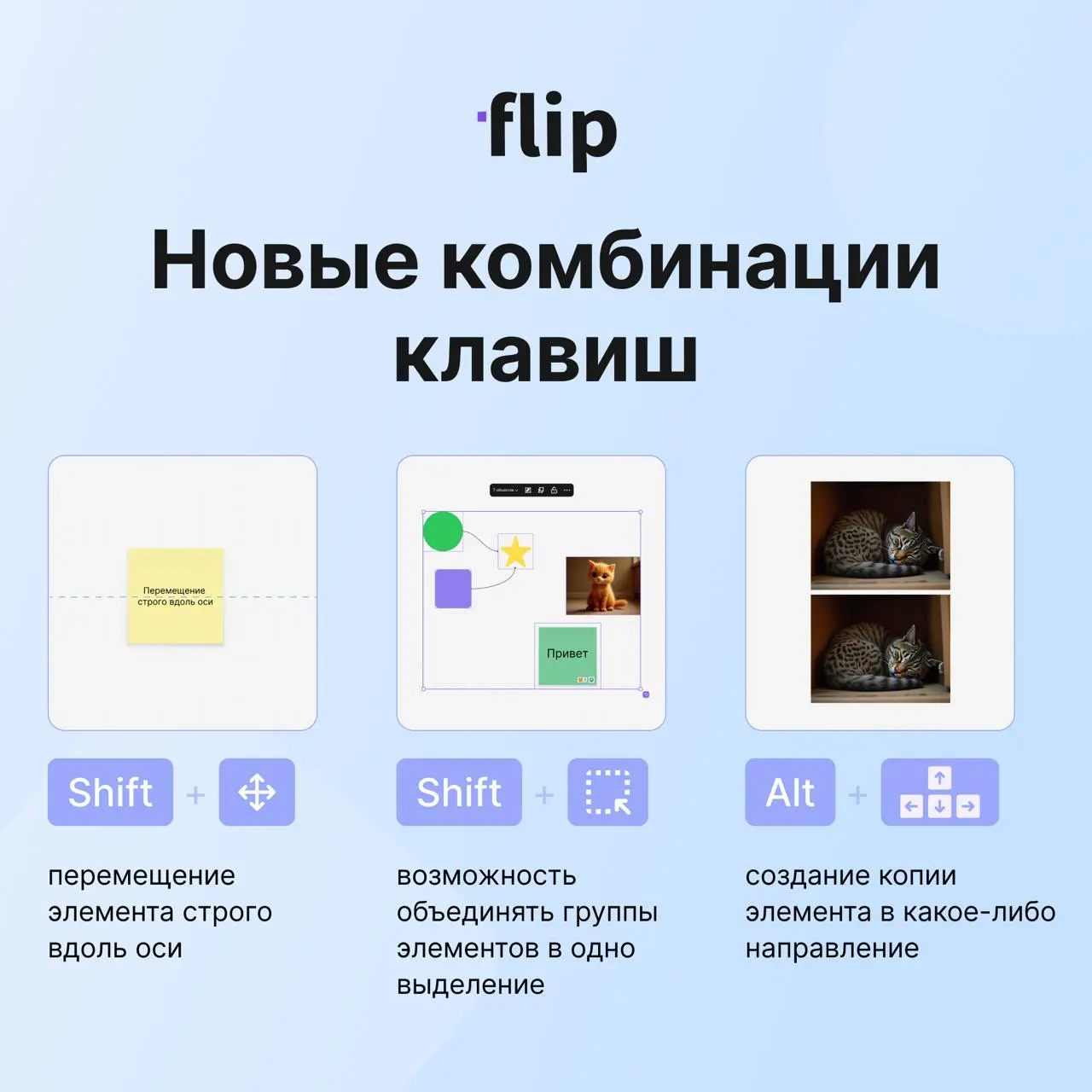 Также, обратите внимание, добавили новые комбинации для ускорения работы
🔵Shift + перемещение элемента — двигает элемент строго вдоль горизонтальной/вертикальной или диагональной оси
🔵Shift + выделени... | Сетка — социальная сеть от hh.ru
