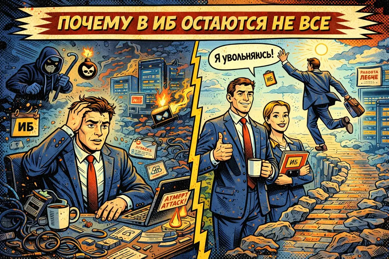Почему в ИБ остаются не все
Когда в компании увольняется сильный специалист или руководитель по ИБ, причина никогда не будет звучать как "мне просто хочется перемен".
Это не про перемены | Сетка — социальная сеть от hh.ru