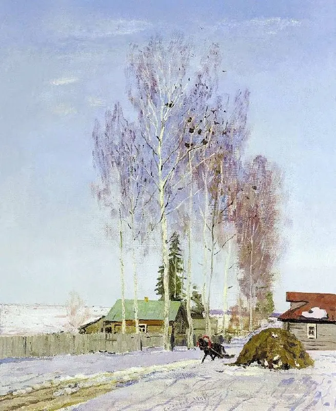 “Март 1945. Подрезково”Валентин Сидоров(1945)
Высокие берёзы, холодное небо и снег, который уже начинает таять. Деревня выглядит тихой и обычной. Но дата меняет всё | Сетка — социальная сеть от hh.ru