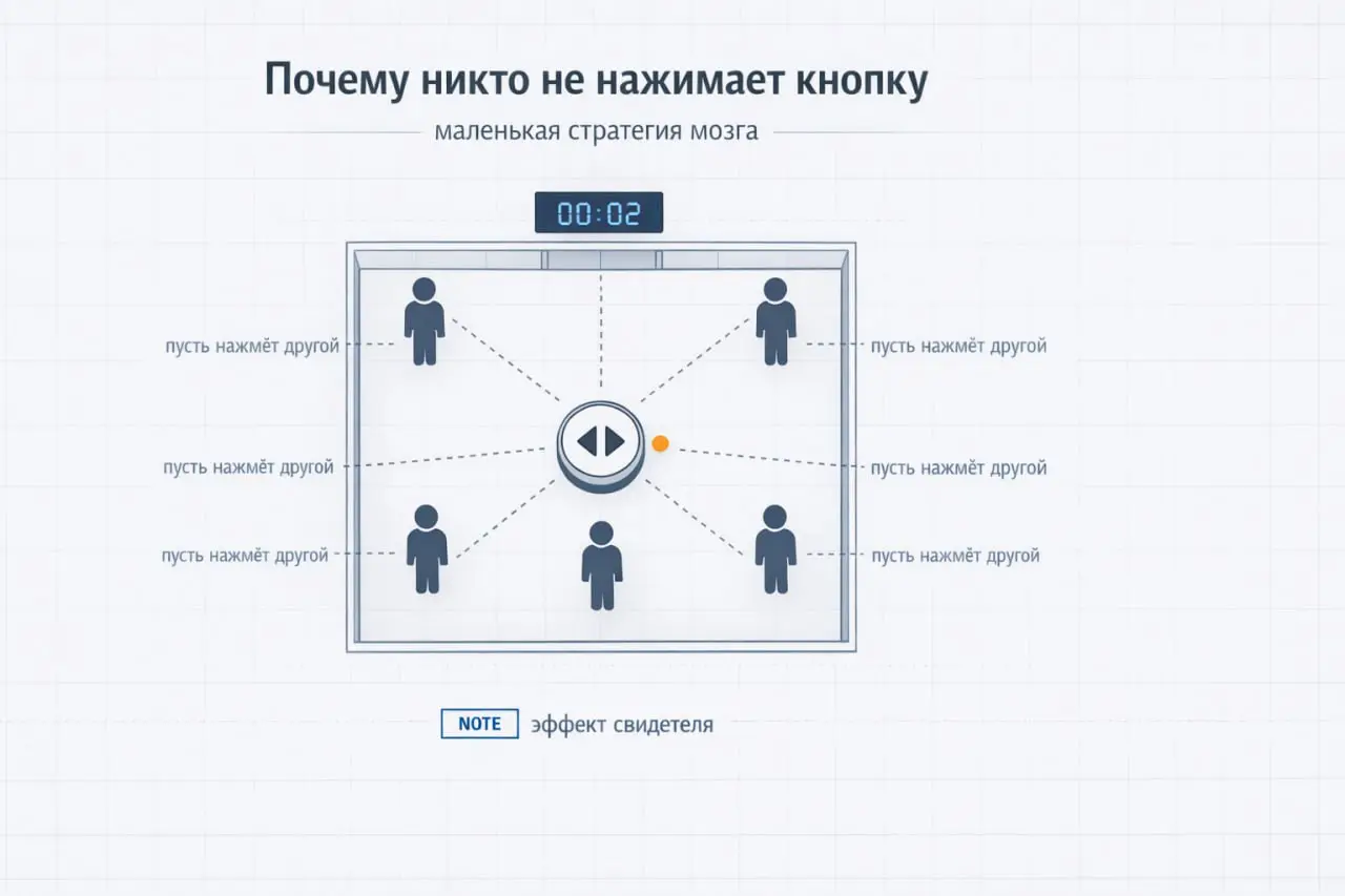 Почему люди в лифте смотрят на кнопку и молчат
Небольшая бытовая сцена из обычного подъезда объясняет одну странную вещь | Сетка — социальная сеть от hh.ru