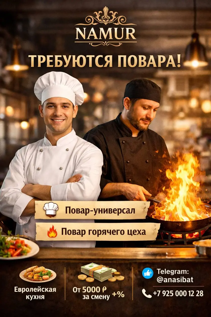 1️⃣ПОВАР-УНИВЕРСАЛ,
2️⃣ПОВАР ГОРЯЧЕГО ЦЕХА
От 5 000₽/смена
кафе Namur
• Москва
• Рестораны/Кафе
• @anasibat
В этом посте были ссылки, но мы их удалили по правилам Сетки | Сетка — социальная сеть от hh.ru