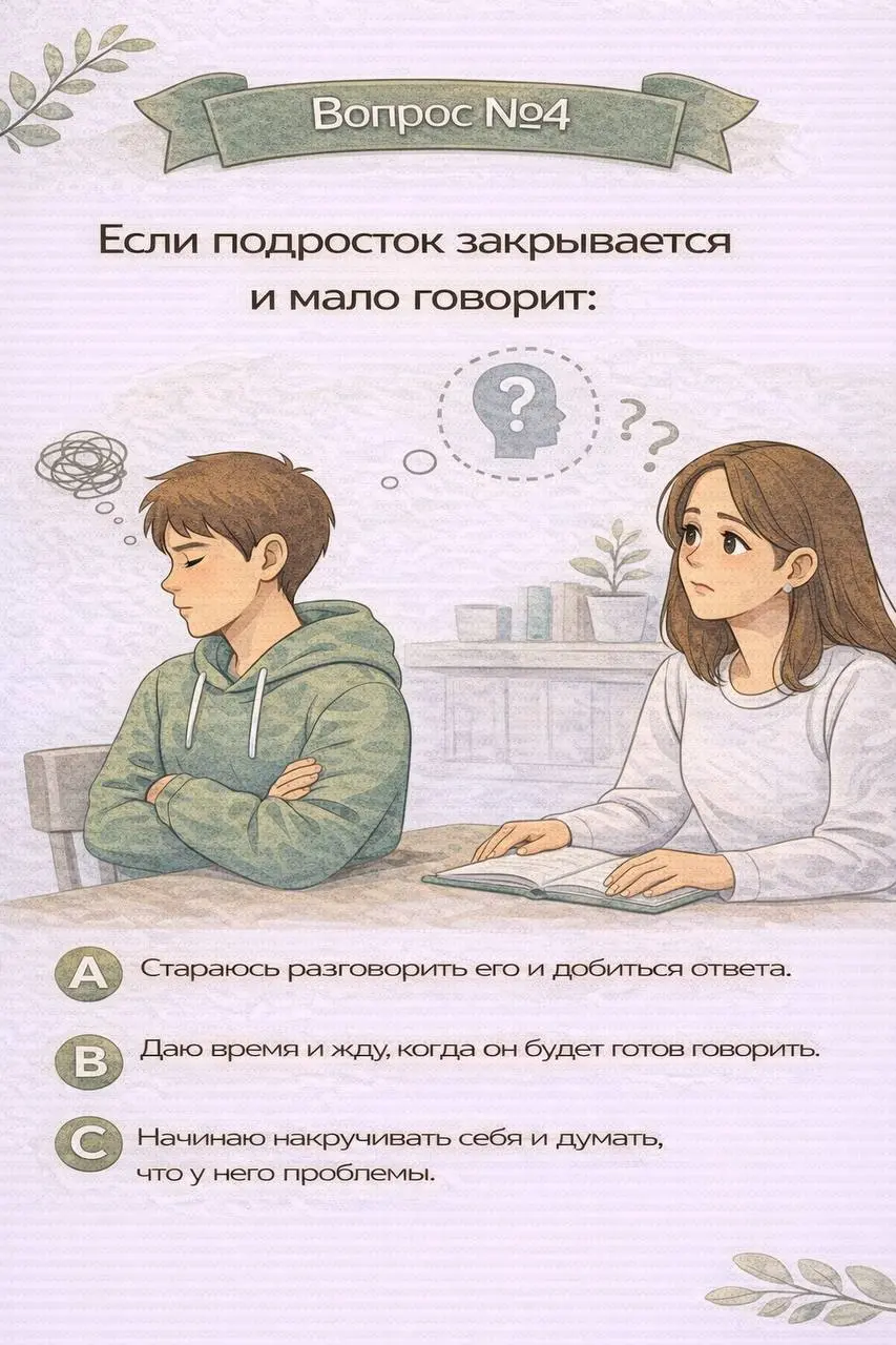 Вопрос №4
Многие родители подростков говорят одну и ту же фразу:
«Раньше мы могли разговаривать часами,
а теперь из него невозможно вытянуть ни слова» | Сетка — социальная сеть от hh.ru