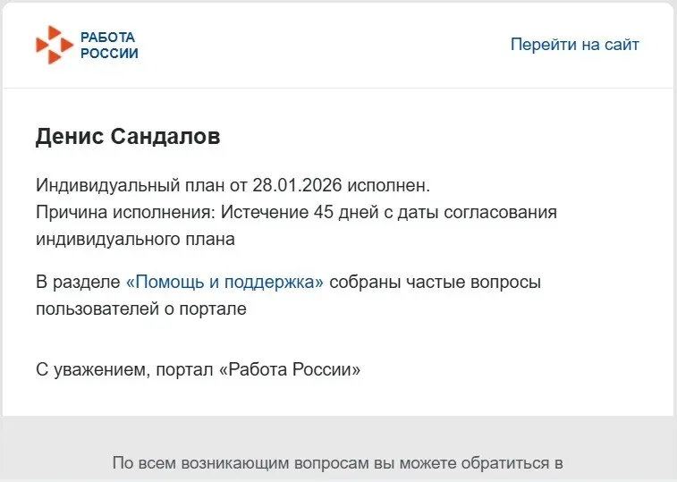 Индивидуальный план от 28.01.2026 исполнен. | Сетка — социальная сеть от hh.ru