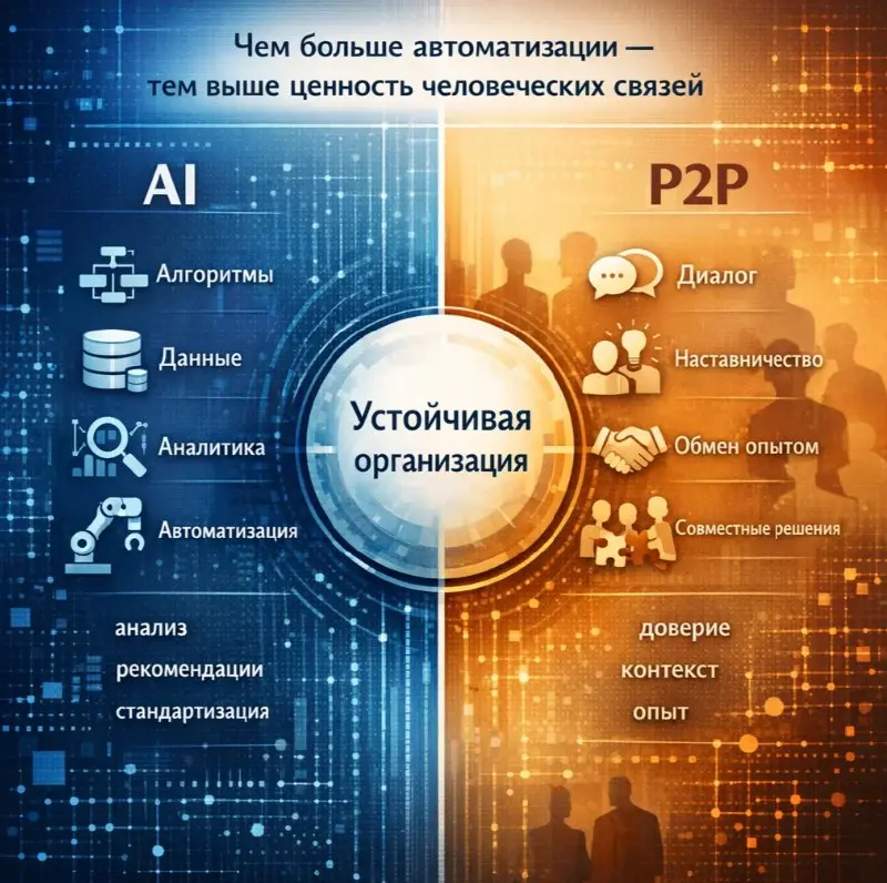 Почему P2P — это модель будущего, а не просто инструмент?
В прошлом посте я писала о peer-to-peer как о работающей практике — с конкретными метриками | Сетка — социальная сеть от hh.ru