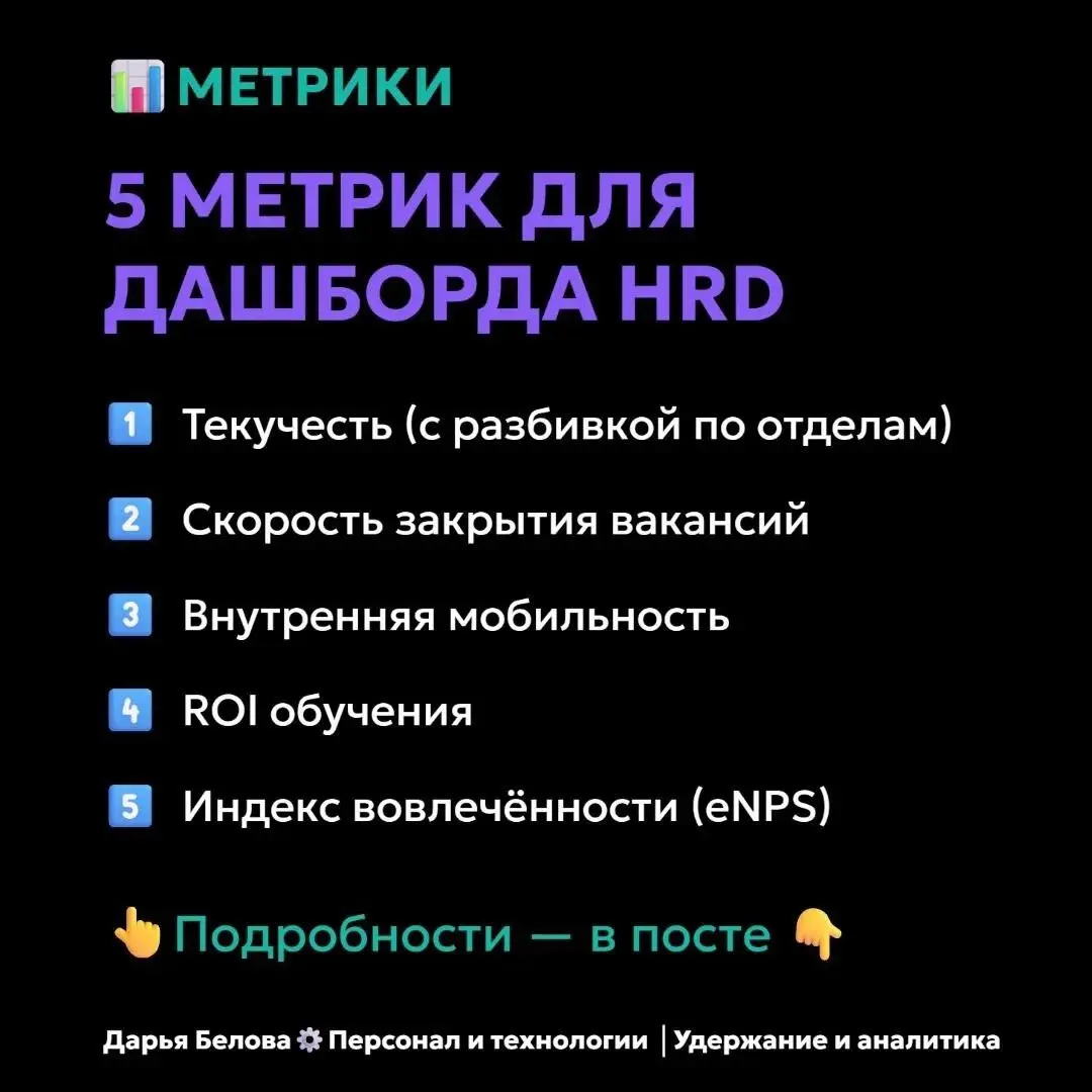 #метрики: 5 метрик, которые должен видеть каждый HRD в своём дашборде
В 2026 году HR стал центром стратегических решений о людях и командах, опираясь на данные | Сетка — социальная сеть от hh.ru