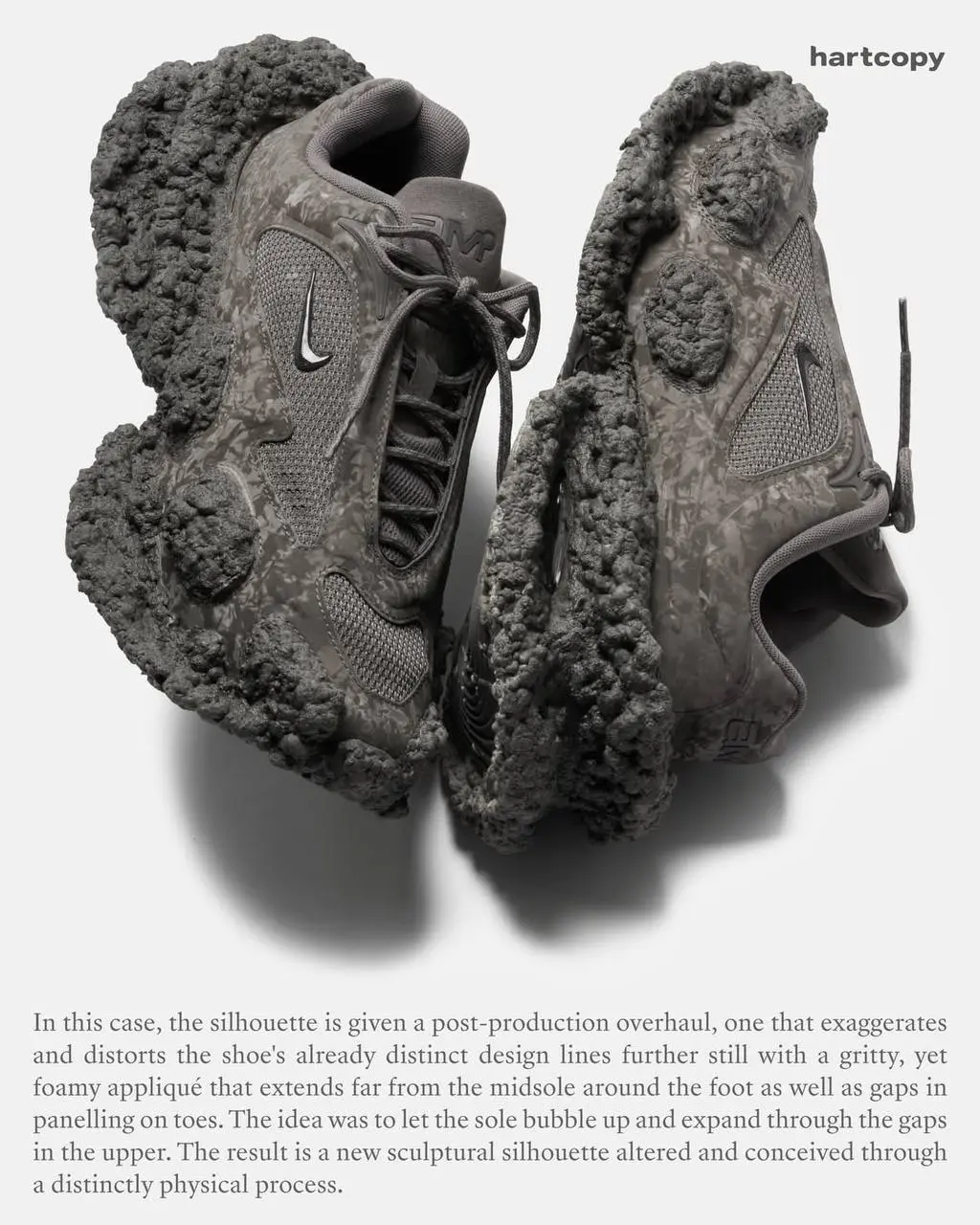 ✍️Железобетонно смелые кроссы анонсировал Nike. Обувь выглядит так, будто бы в ней ходили по цементу. Это коллаб с хайповым дизайнером-новатором | Сетка — социальная сеть от hh.ru