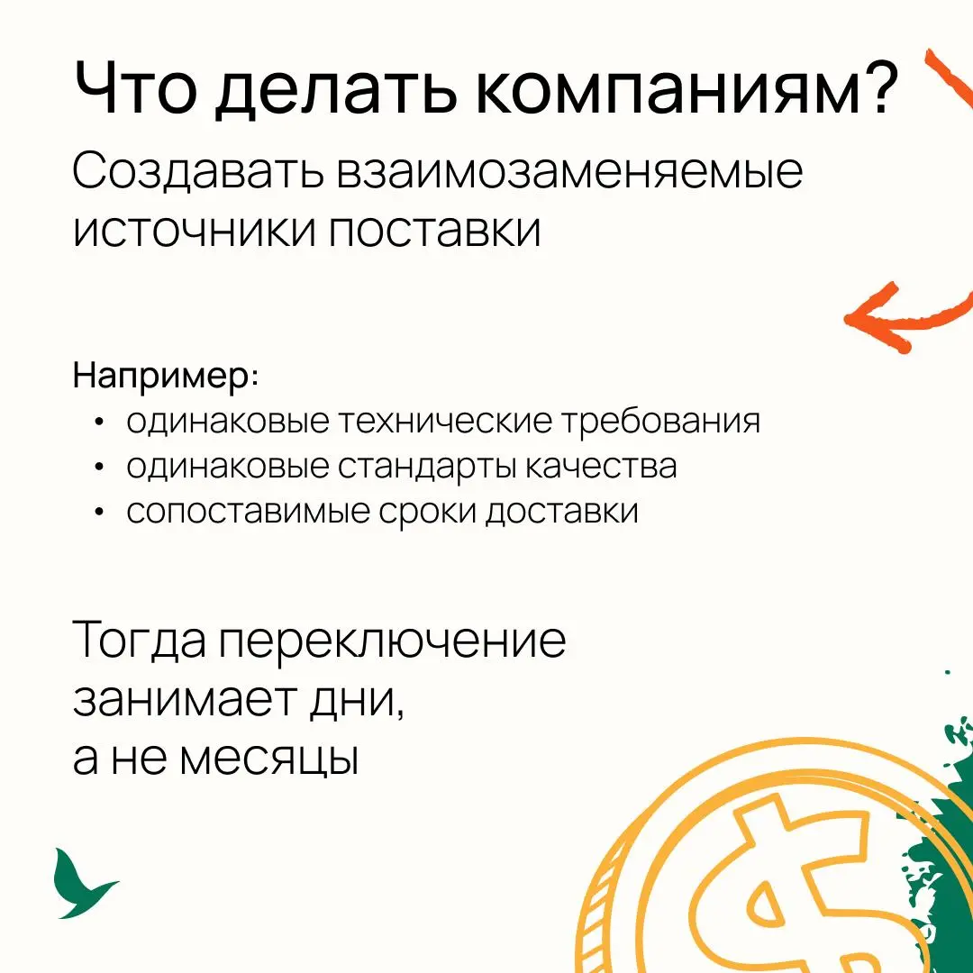 После пандемии большинство компаний начали активно диверсифицировать закупки.
По данным исследования McKinsey & Company около 70% компаний закупают один и тот же товар у двух и более поставщиков | Сетка — социальная сеть от hh.ru