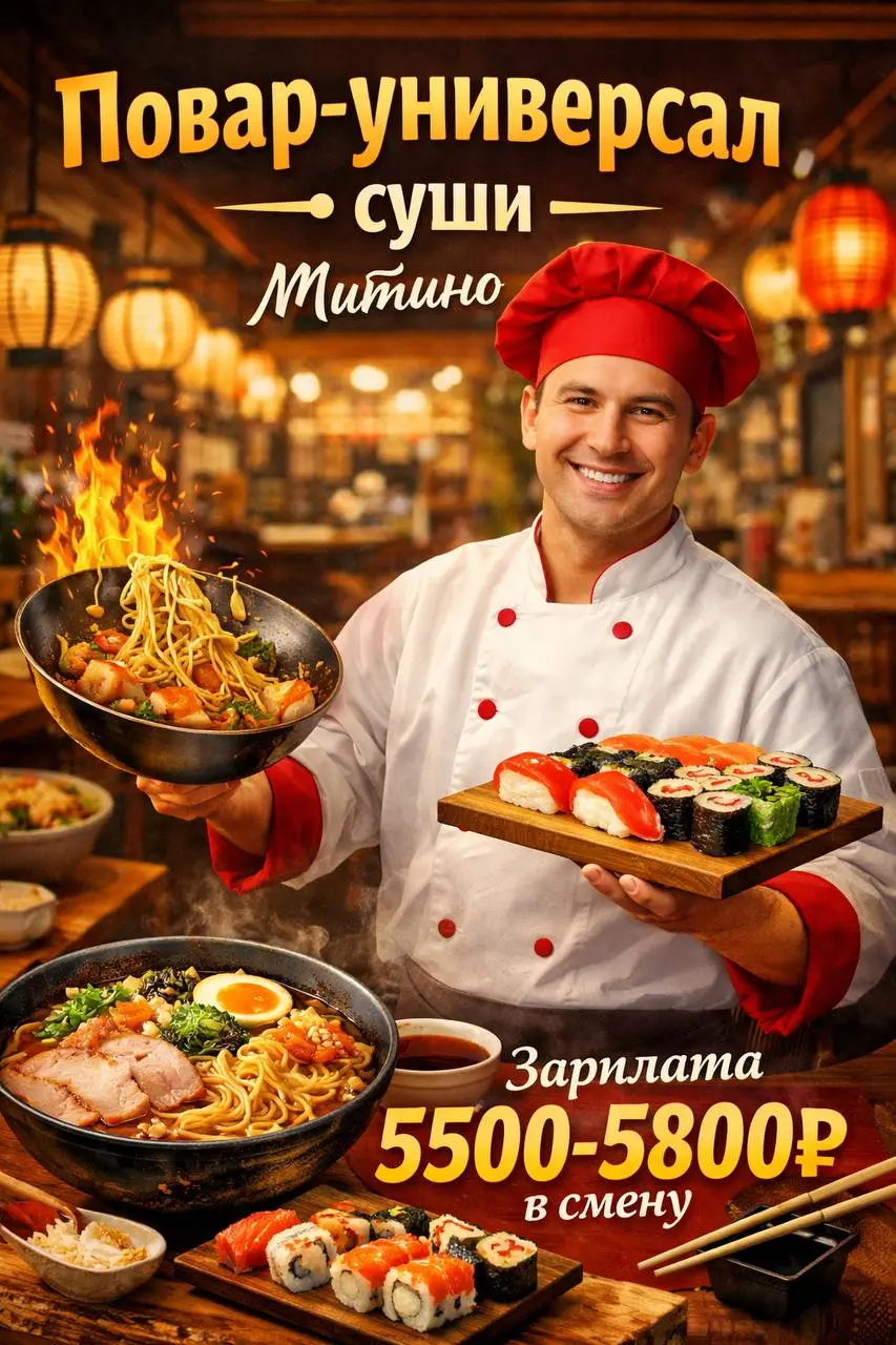 ПОВАР-УНИВЕРСАЛ
5 500₽/смена - 5 800₽/смена
бистро «Мишель вермишель»
• Москва, м. Митино
• Рестораны/Кафе
• +79958872538
В этом посте были ссылки, но мы их удалили по правилам Сетки | Сетка — социальная сеть от hh.ru