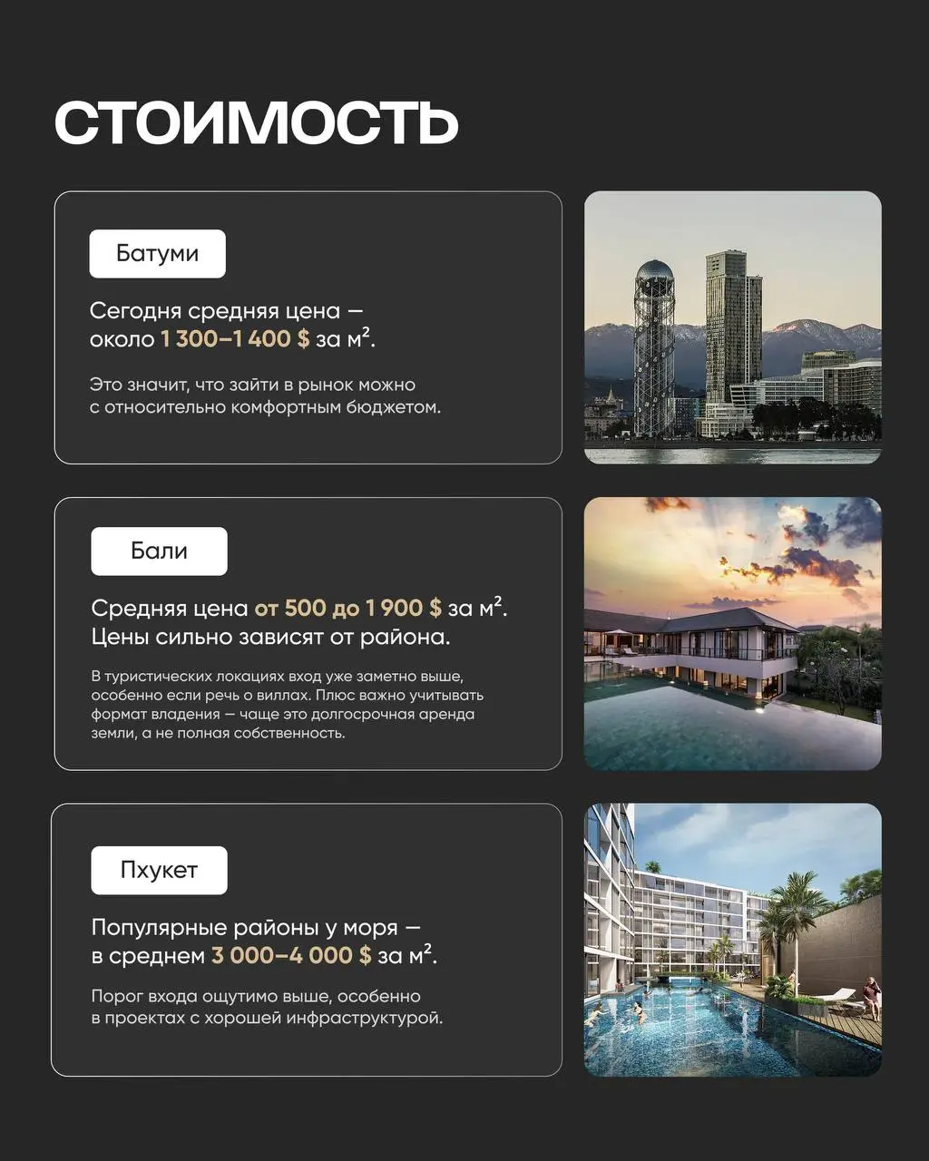 Батуми vs Пхукет: вторая часть нашего инвестиционного разбора 🌍
Мы продолжаем серию постов, где сравниваем Грузию с главными курортными рынками мира | Сетка — социальная сеть от hh.ru