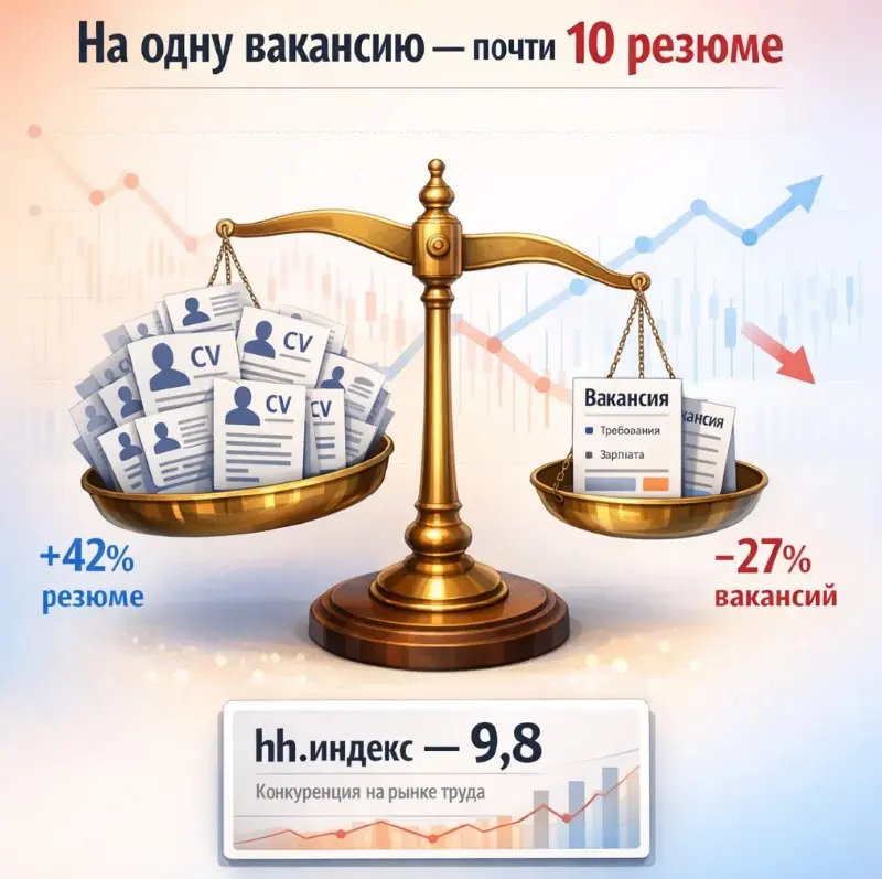 На одну вакансию — почти 10 резюме. Что происходит с рынком труда
Если смотреть на рынок труда через новости или отдельные вакансии, может показаться, что всё происходит хаотично | Сетка — социальная сеть от hh.ru