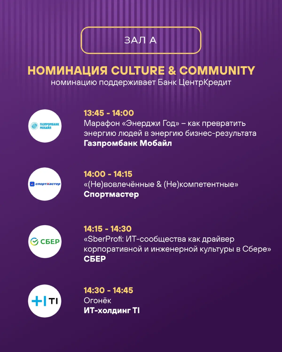Расписание зала А: 24 сильнейших проекта, которые изменят HR | Сетка — социальная сеть от hh.ru