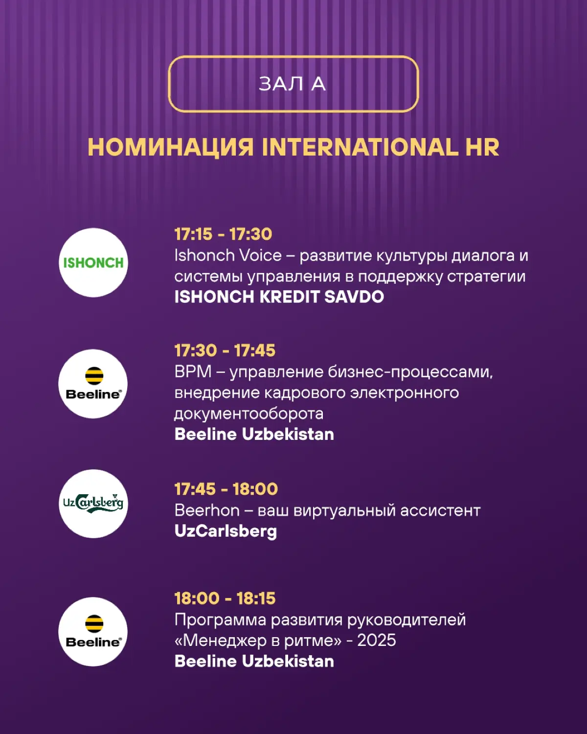 Расписание зала А: 24 сильнейших проекта, которые изменят HR | Сетка — социальная сеть от hh.ru