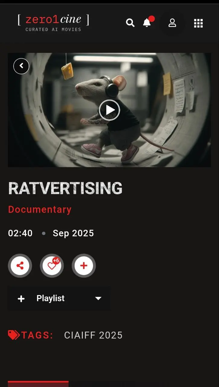 ИИ кинотеатр
Думаете, что посмотреть на выходных? Zero1cine — онлайн кинотеатр фильмов, полностью сгенерированных ИИ. Но это не рандомные генерации новичков | Сетка — социальная сеть от hh.ru