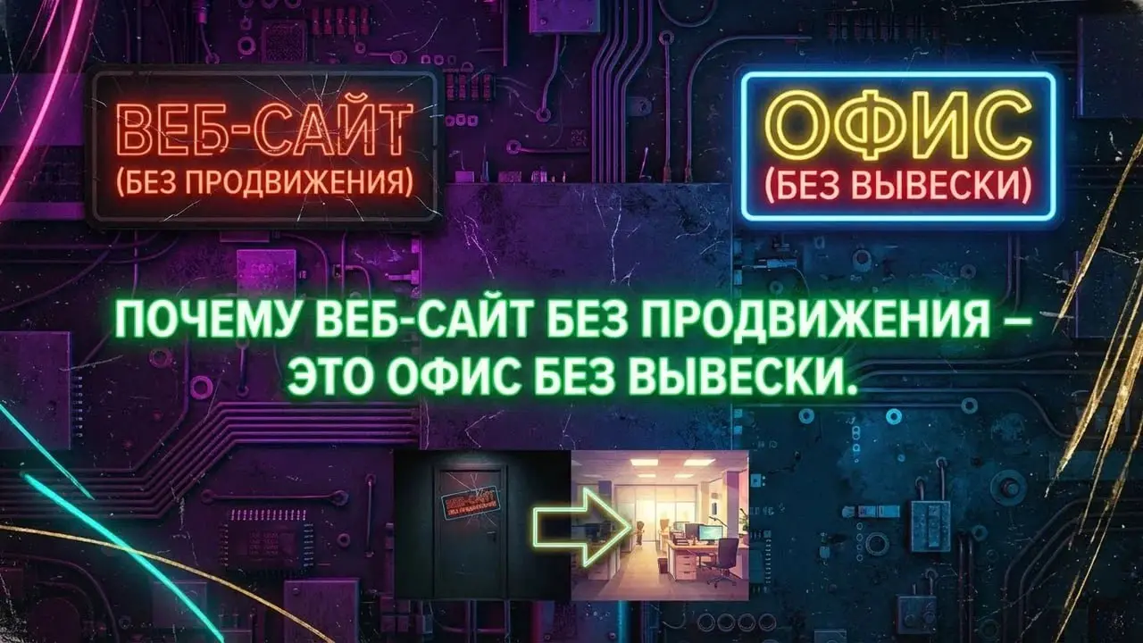 Почему сайт без продвижения - как офис без вывески
Представьте офис в новом районе. Хороший ремонт, удобное расположение, сильная команда внутри. Но нет вывески, указателей, рекламы | Сетка — социальная сеть от hh.ru