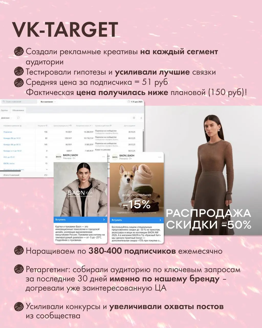 3 инструмента продвижения бренда одежды: кейс @baonshop
• Подключаем таргетинг на двух ключевых площадках (TG + VK) - получаем охваты, подписки, продажи
• Устраиваем коллаборации и конкурсы
• Проводим... | Сетка — социальная сеть от hh.ru