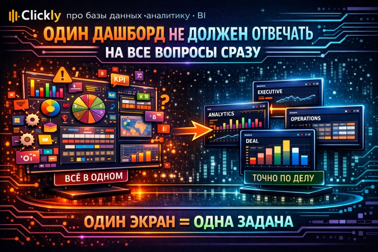 🔥 Почему один дашборд не должен отвечать на все вопросы сразу
Частая ошибка в BI — сделать один огромный дашборд на всё | Сетка — социальная сеть от hh.ru