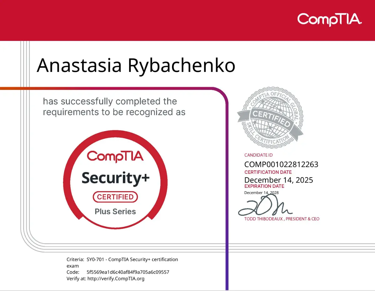 CompTIA Security+ | Сетка — социальная сеть от hh.ru