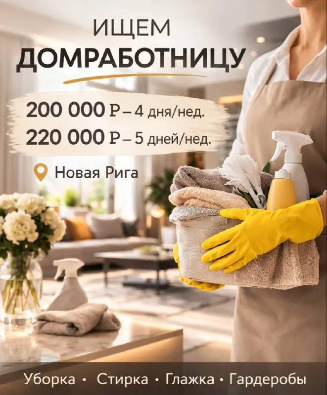 ДОМРАБОТНИЦА
200 000₽ - 220 000₽
частный дом
• Москва, Направление Новая Рига
• Клининг и бытовые услуги
• +79057039955
В этом посте были ссылки, но мы их удалили по правилам Сетки | Сетка — социальная сеть от hh.ru