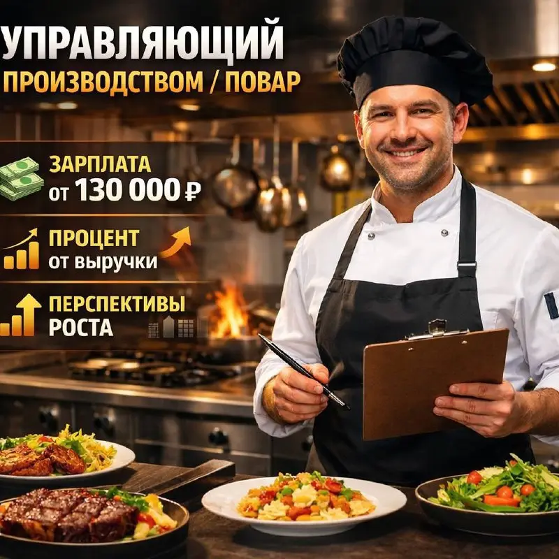 УПРАВЛЯЮЩИЙ ПРОИЗВОДСТВОМ/ПОВАР
От 130 000₽
Прямой работодатель
• Новая Москва, Коммунарка
• Рестораны/Кафе
• ceres888
В этом посте были ссылки, но мы их удалили по правилам Сетки | Сетка — социальная сеть от hh.ru