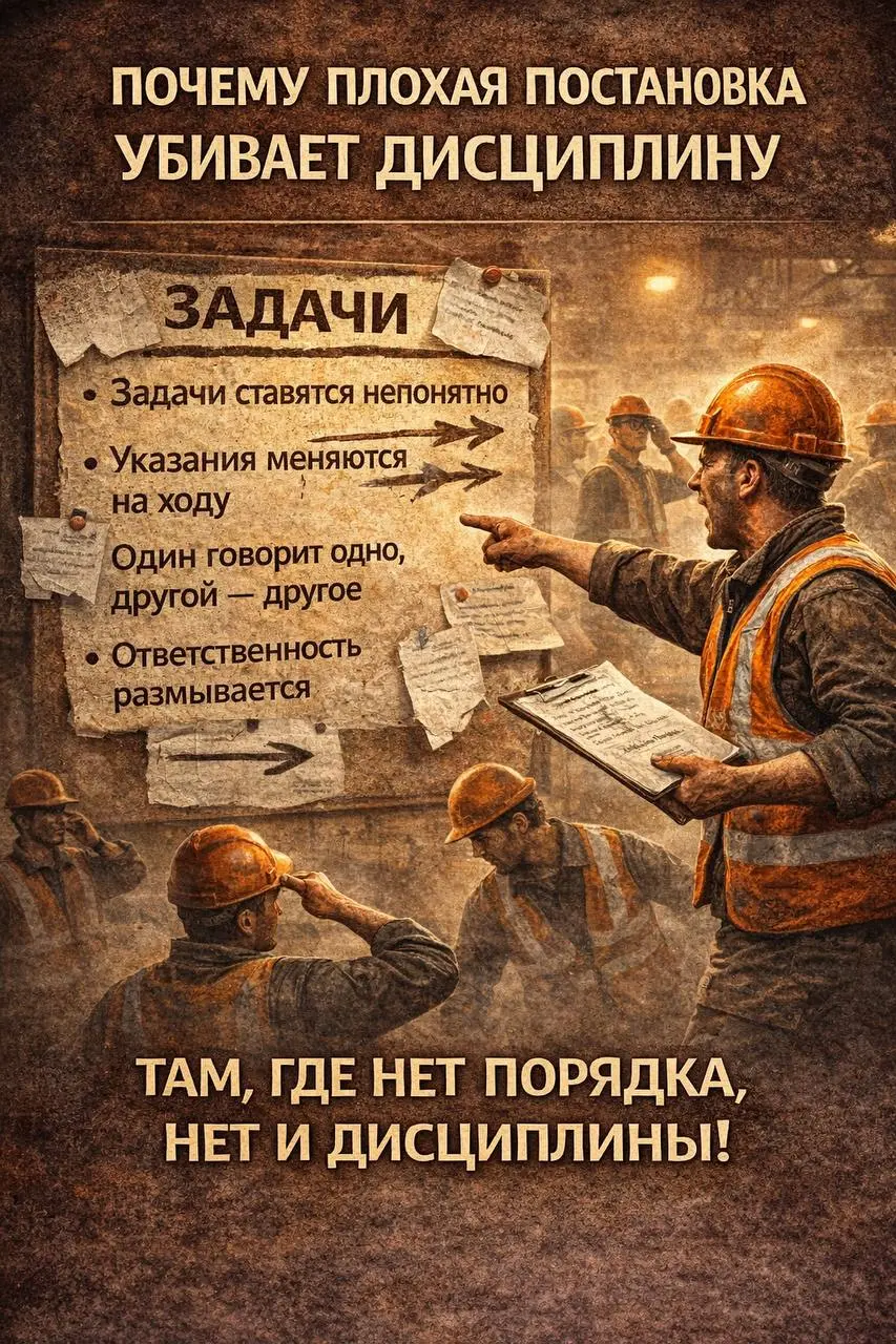 Почему плохая постановка задач на смене быстро убивает дисциплину?
Иногда на площадке вроде бы всё есть:
люди есть,
смена собрана,
работа идёт.
Но дисциплина всё равно начинает «сыпаться» | Сетка — социальная сеть от hh.ru