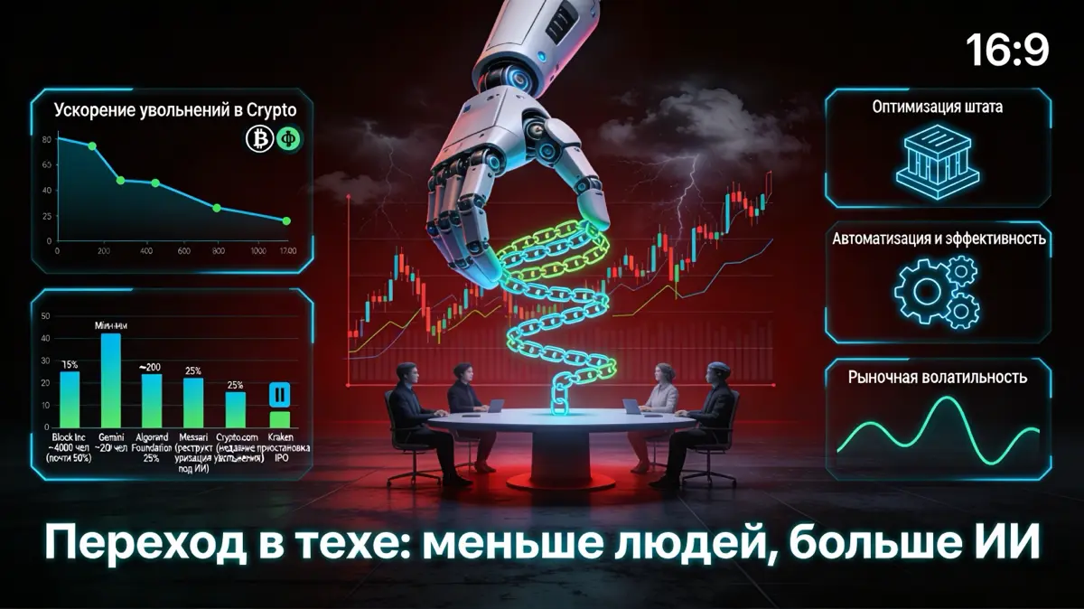 Сокращения в криптоиндустрии ускоряются под влиянием двух ключевых факторов: внедрения искусственного интеллекта и сложных рыночных условий
Крупные игроки, включая Crypto.com, Gemini и Block Inc | Сетка — социальная сеть от hh.ru