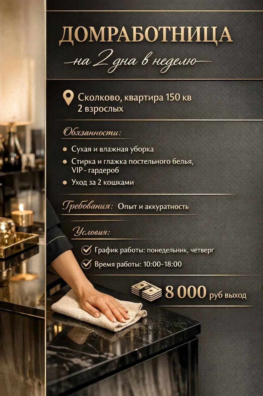 ГОРНИЧНАЯ
От 8 000₽/смена
Агентство, вакансия без комиссии
• Москва, Сколково
• Клининг и бытовые услуги
• @ONSI02
В этом посте были ссылки, но мы их удалили по правилам Сетки | Сетка — социальная сеть от hh.ru